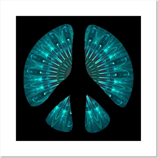 Peace Symbol - Blue Pattern 1 Wall Art by Naves